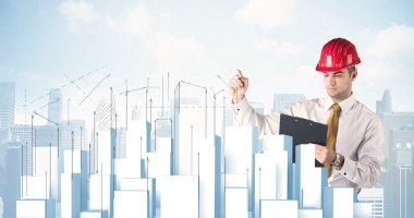 İşadamı çizim gökdelenler