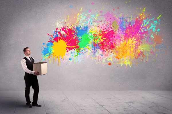 Colour splatter from box — Stock Photo, Image