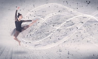 Performans balet enerji patlama parçacık ile atlama