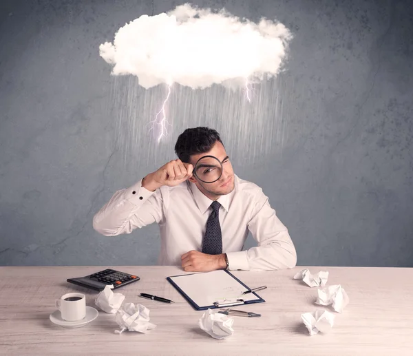 Stressed out businessman at office desk — Stock Photo, Image