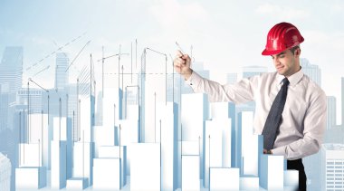 İşadamı çizim gökdelenler