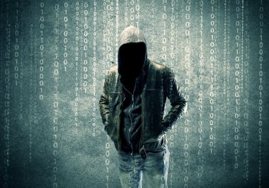 Sayıları olan öfkeli gizemli hacker.