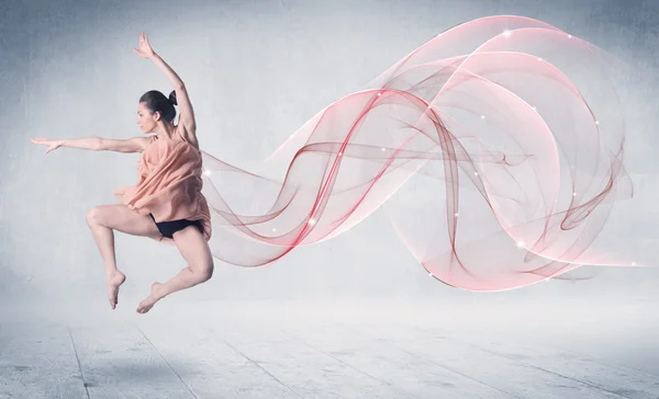 Dancing ballet performance artist with abstract swirl — Stock Photo, Image