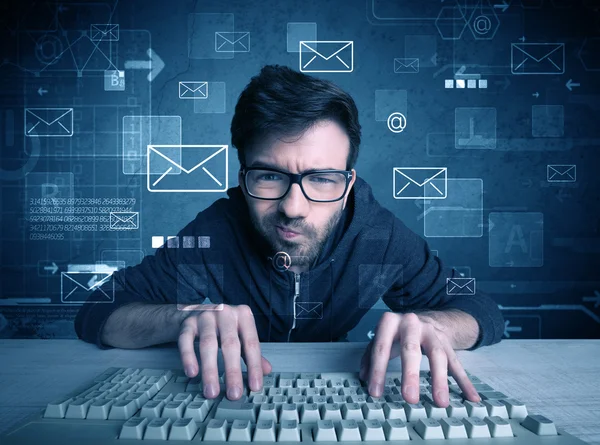 Intruder hacking email passcodes concept — Stock Photo, Image