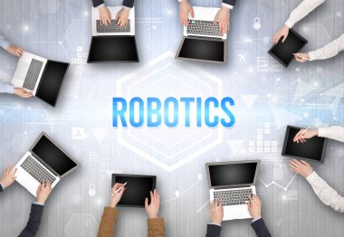 Ofiste Çalışan Meşgul İnsanlar Grubu, teknoloji konsepti