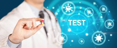 Doktor ilaç veriyor, virüs konsepti