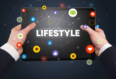 Dokunmatik ekran, sosyal medya konseptine yakın çekim