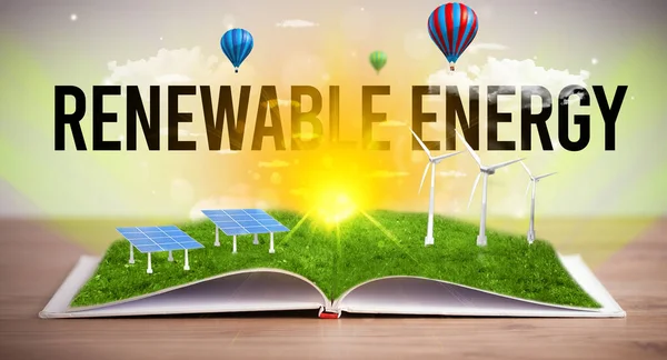 Livre ouvert, concept d'énergie renouvelable — Photo