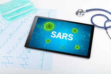 Yazılı bir tablet pc 'nin yakın görüntüsü