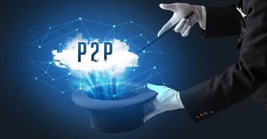 Sihirbaz ya da illüzyonist sihir numarası yapıyor.