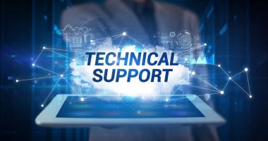 Tablet tutan kişi, teknoloji konsepti