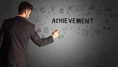 İş adamı yaratıcı bir fikir çiziyor.