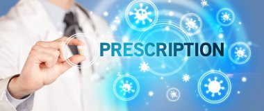 Doktor ilaç veriyor, virüs konsepti