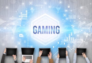 Ofiste Çalışan Meşgul İnsanlar Grubu, teknoloji konsepti