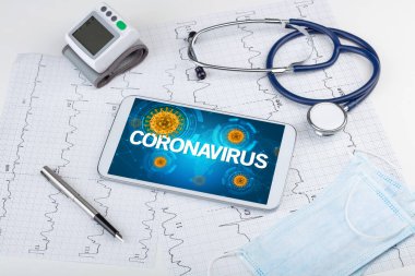 Yazılı bir tablet pc 'nin yakın görüntüsü