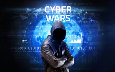 İş yerindeki yüzsüz hacker, güvenlik kavramı