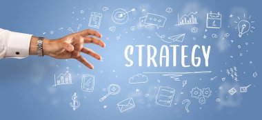 İşletme yazıtlarına işaret eden kırpılmış elin yakın çekimi