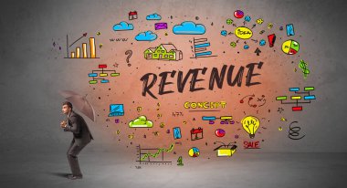 Şemsiyenin arkasına saklanan iş adamı