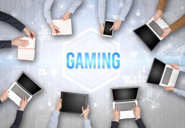 Ofiste Çalışan Meşgul İnsanlar Grubu, teknoloji konsepti