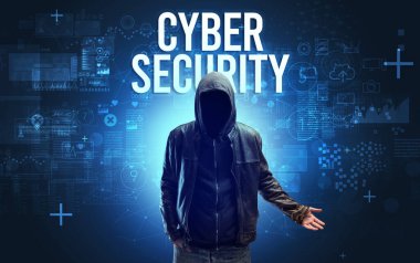 Çevrimiçi güvenlik kavramına sahip yüzsüz adam