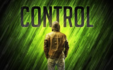 Güvenlik kavramı olan gizemli bir adam.