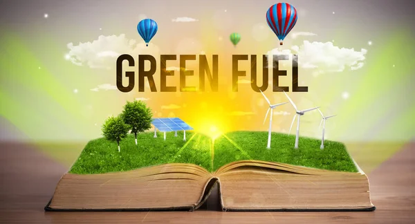 Open book, renewable energy concept — Stock Photo, Image