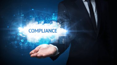 Motivasyon mesajı taşıyan iş adamının eli