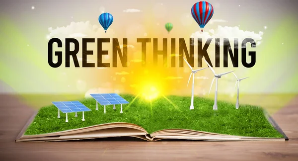 Open book, renewable energy concept — Stock Photo, Image