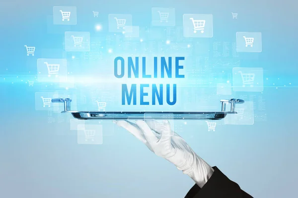 Cameriere che serve concetto di shopping online — Foto Stock