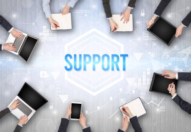 Ofiste Çalışan Meşgul İnsanlar Grubu, teknoloji konsepti