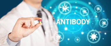 Doktor ilaç veriyor, virüs konsepti