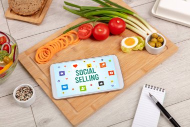 Sağlıklı Tablet Pc bileşimi, sosyal ağ kavramı