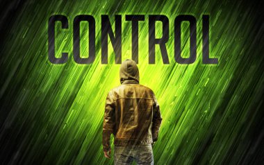 Güvenlik kavramı olan gizemli bir adam.