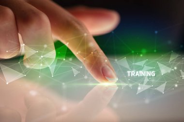 İş bağlantısı konsepti ile tablete dokunmak