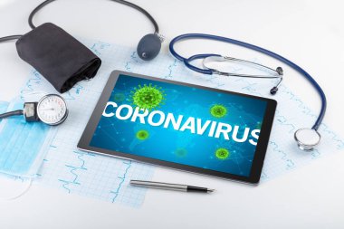 Yazılı bir tablet pc 'nin yakın görüntüsü