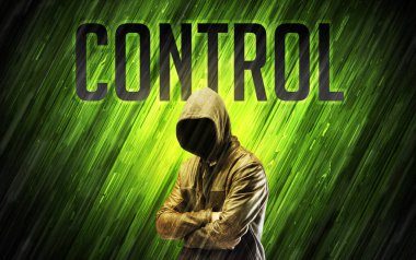 Güvenlik kavramı olan gizemli bir adam.