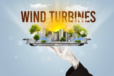 Garson eko şehir manzarası sunuyor