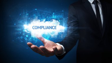 Motivasyon mesajı taşıyan iş adamının eli