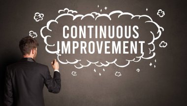 İşadamı yazılı bir bulut çiziyor.