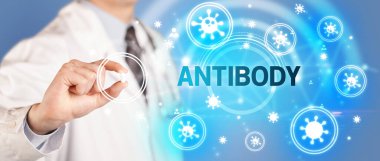 Doktor ilaç veriyor, virüs konsepti