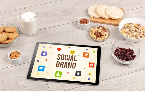 Healthy Tablet Composición PC, concepto de redes sociales — Foto de Stock