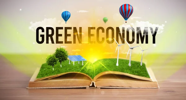 Open book, renewable energy concept