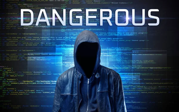 Faceless hacker on code background — Stock Photo, Image