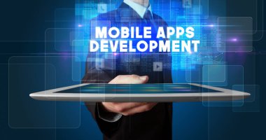 Tablet tutan kişi, teknoloji konsepti