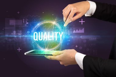 Dokunmatik ekran yakın plan, yeni teknoloji konsepti