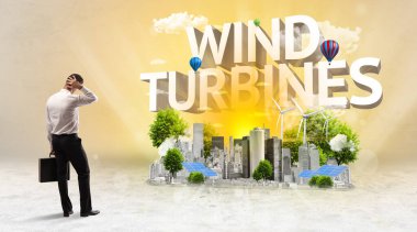 Bir iş adamının arka görüşü, çevre koruma kavramı