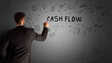 İş adamı yaratıcı bir fikir çiziyor.