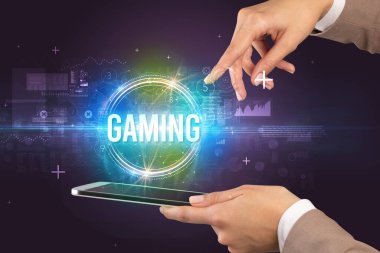 Dokunmatik ekran yakın plan, yeni teknoloji konsepti