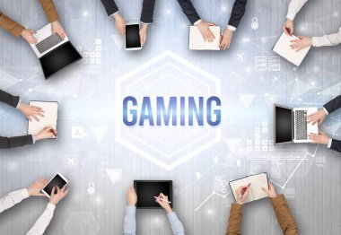 Ofiste Çalışan Meşgul İnsanlar Grubu, teknoloji konsepti