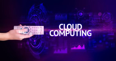 El ele tutuşan kablosuz çevre, modern teknoloji kavramı